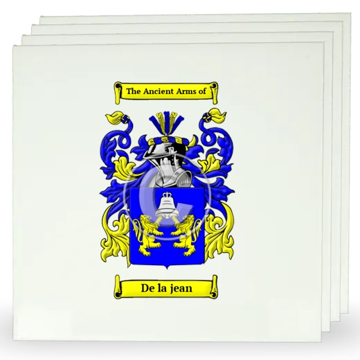 De la jean Set of Four Large Tiles with Coat of Arms